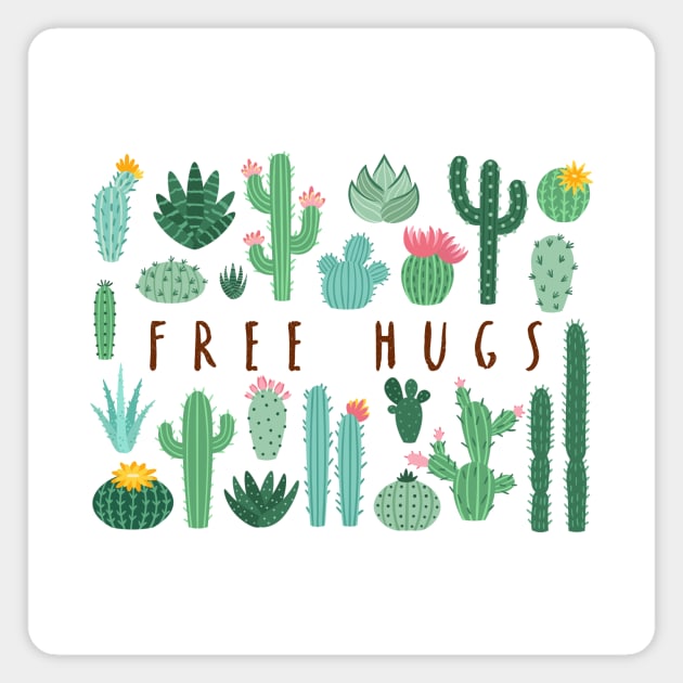 Free Hugs - Cacti Collection Magnet by Plantitas